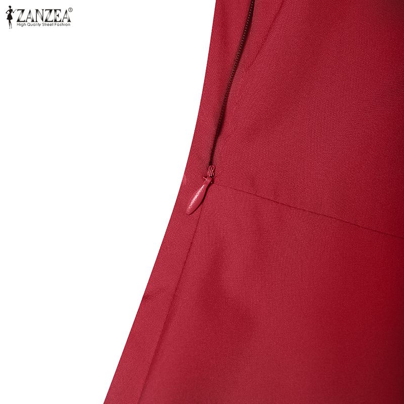 ZANZEA Dámské ležérní elegantní šaty s výstřihem do V a 3/4 rukávem