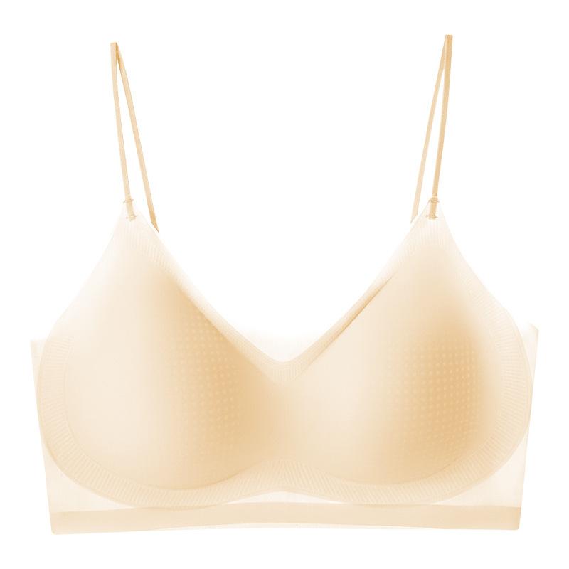 Summer ice silk seamless D ultra-thin fixed cup soft support underwear small chest gathering naked bra ice breathable