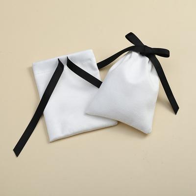 10Pcs White Flannel Velvet Drawstring Pouches Wedding Jewelry Gift Bags DIY Travel Bracelets Necklace Ring Packaging Organizer
