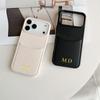 Personalized Custom Name Insert Card Case for iPhone 12 13 14 15 16 17 Pro Max Plus Air PU Leather Gold Hot Foil Stamping