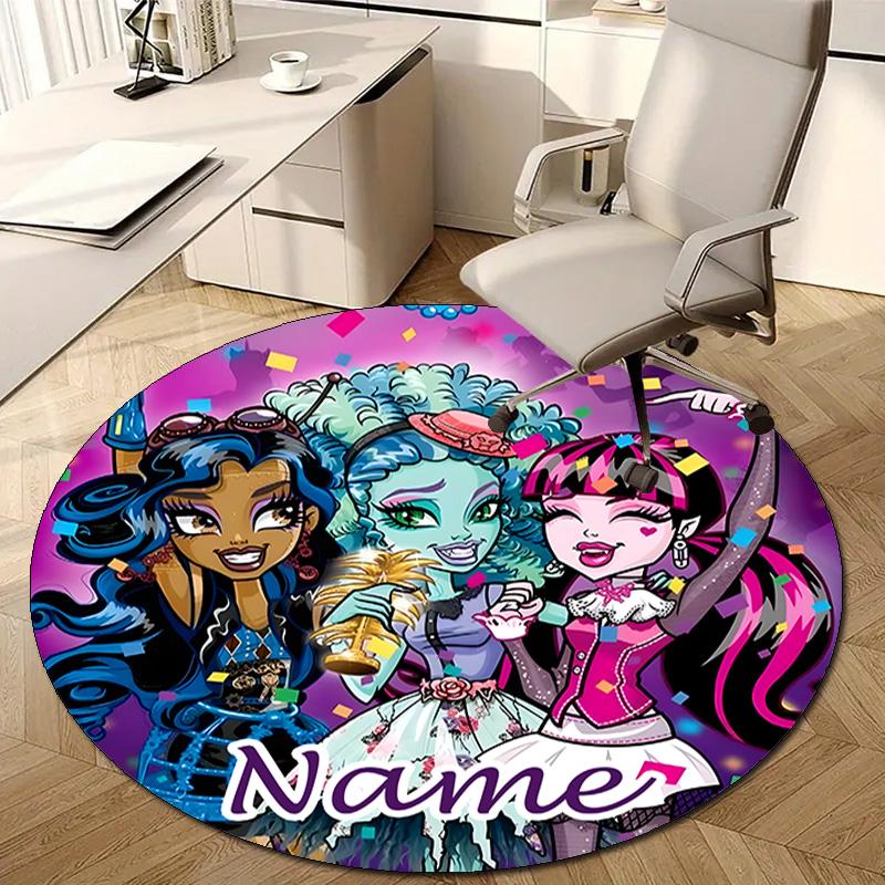 Personalized M-Monster High Draculaura Round Chair Office Rug - Perfect for Mat, Office Chair & More - Ideal Gift for Birthdays and Holidays