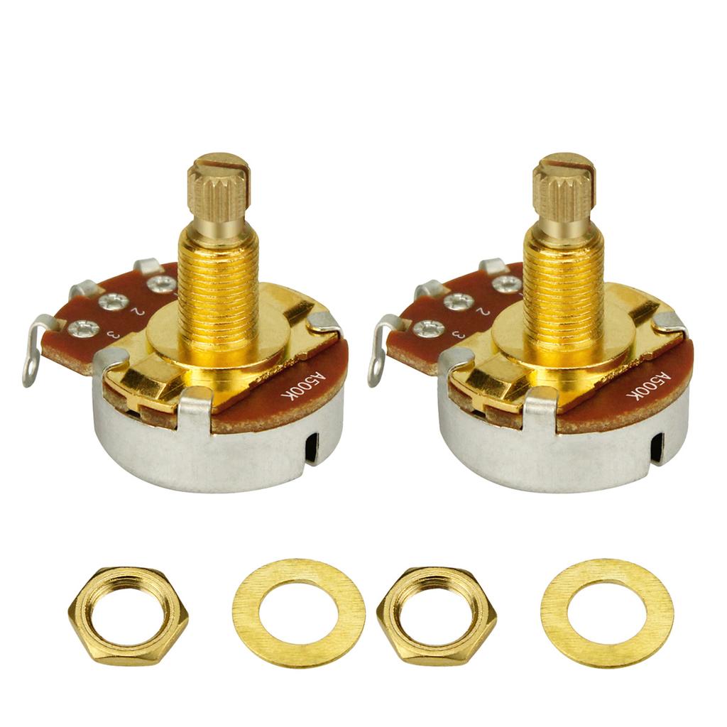 NEW 2pcs Full Size Long Split Shaft Potentiometers A500K / B500K/A250K /B250K Pots Tone Volume Control for Guitar Bass