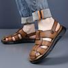 Men Black Hiking Sandals Slippers Handmade Simple Summer Brown Roman Sandals Close Toe Beach Shoes Plus Size