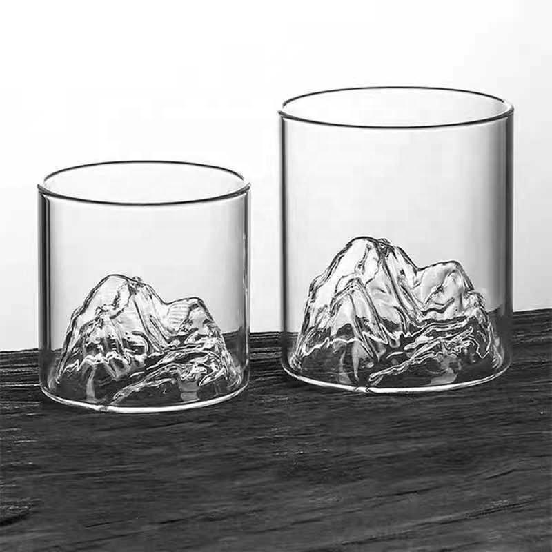 High Borosilicate Transparent Mountain Viewing Glass Tibetan Mountain Glass Whiskey Glass Home Creative Bar Cup