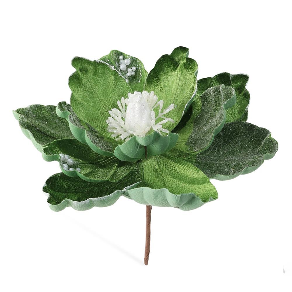 Lifelike Artificial Poinsettia Picks Sequin Fake Christmas Flowers New Year Decor