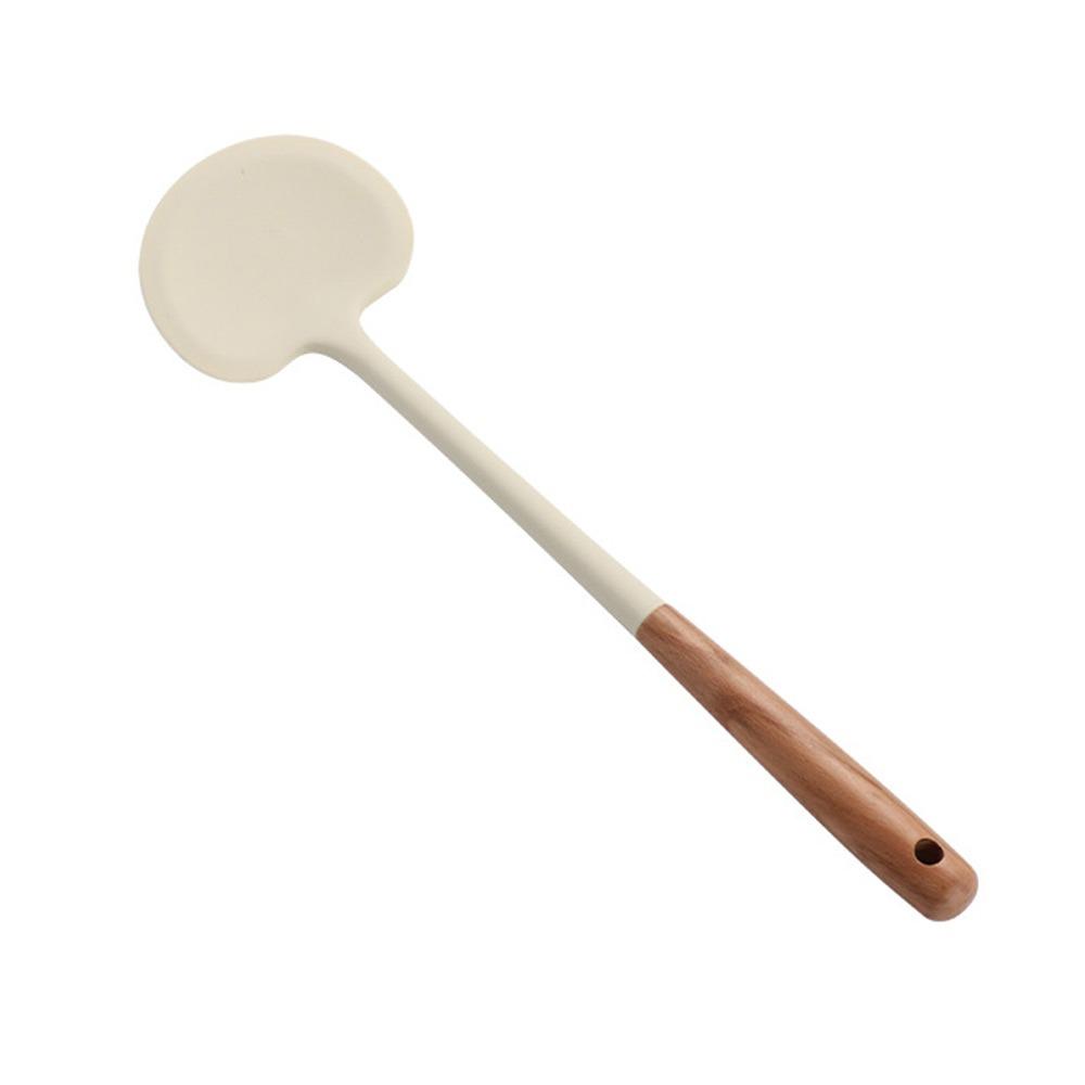 Silicone Kitchen Stir Fry Spoon Wooden Handle Cooking Spatula  Kitchen Tool Cooking Accessories