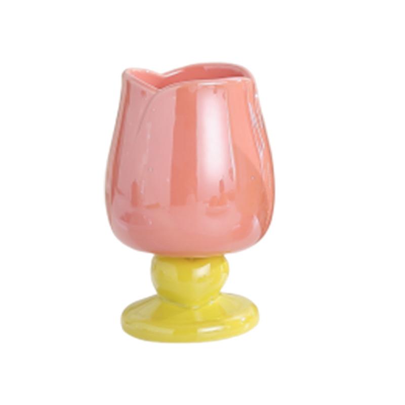 Girls' High-Value Flower Ceramic Goblet Girls' Heart Tulip Water Cup Household Wine Cup Coffee Cup Souvenir