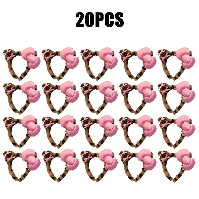 1-20Pcs Hair Band Cute Cat Ears Hair Band with Bow Hair Band for Girls Face Wash Make-up Headband Anti-slip Headband