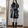 Gray Korean-Style Wool Coat for Women - Spring/Autumn 2025, Petite Mid-Length
