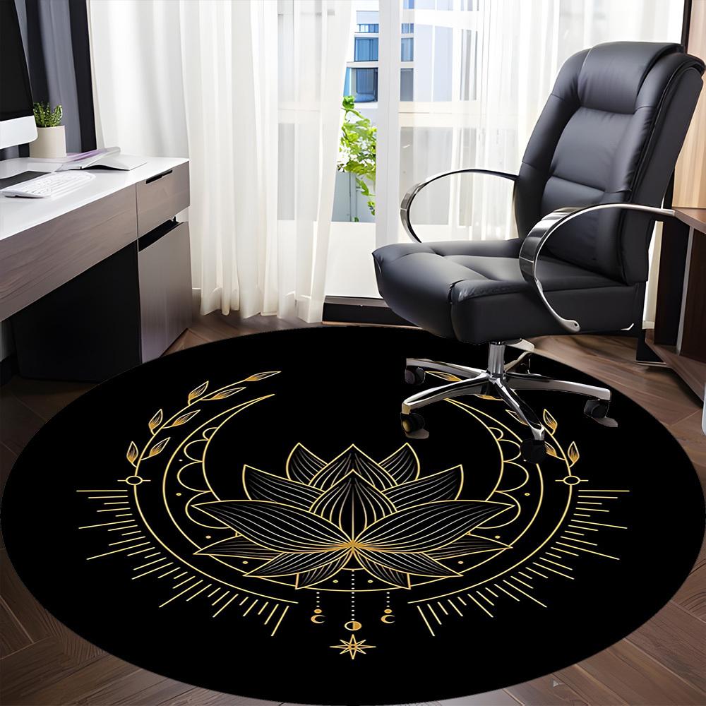 1pc Lotus Moon Office Round Area Rug, Indoor Mat Suitable For Office, Under Office Chairs Bedroom Living Room Home Decor, Room Deco 155