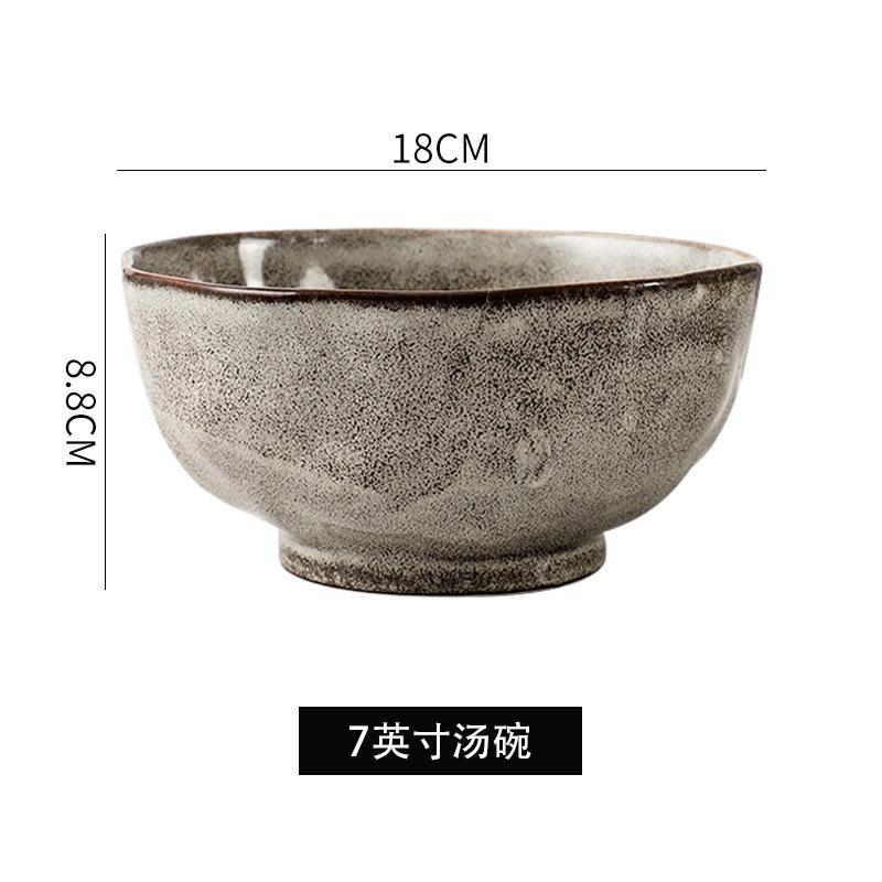 Japanese Stone Tableware Retro Plates Personalized Creative Plates Pasta Plates Salad Bowls Old-Fashioned Coarse Pottery Dishes