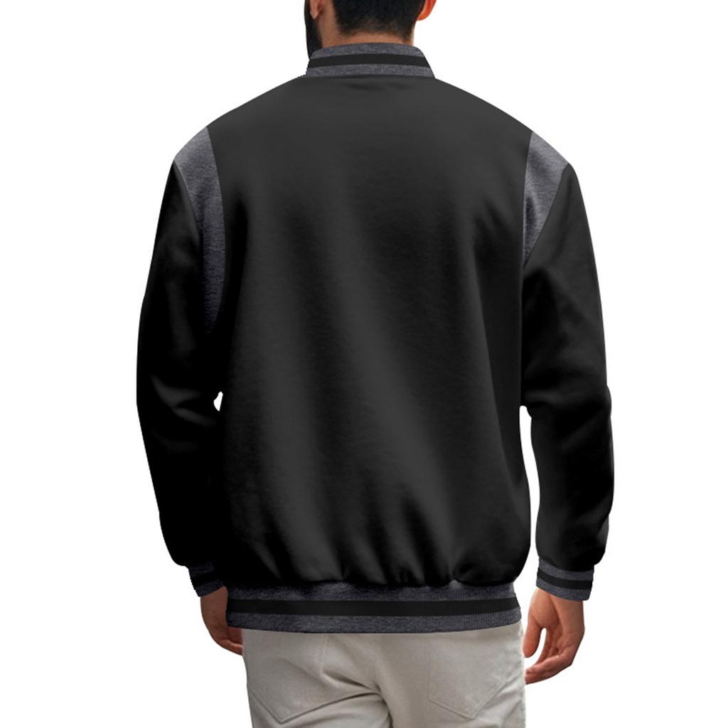 Men's Spring Baseball Jacket Men's Trendy Fashion Solid Color Cardigan Baseball Jacket
