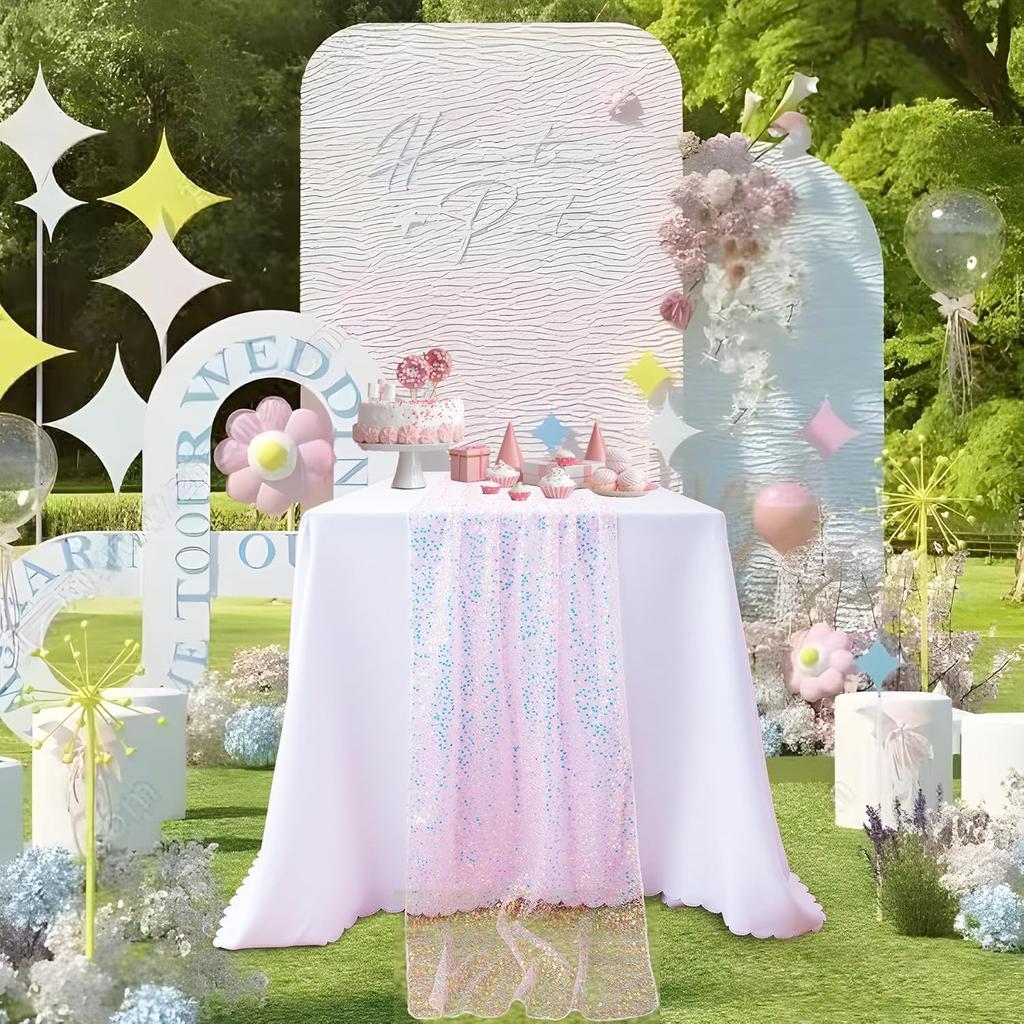 Glitter Iridiserende Paljett Bordløper, Myk Bryllups Spiseborddekorasjon For Brude-, Baby Shower, Jentes Bursdag, Bryllupsfest