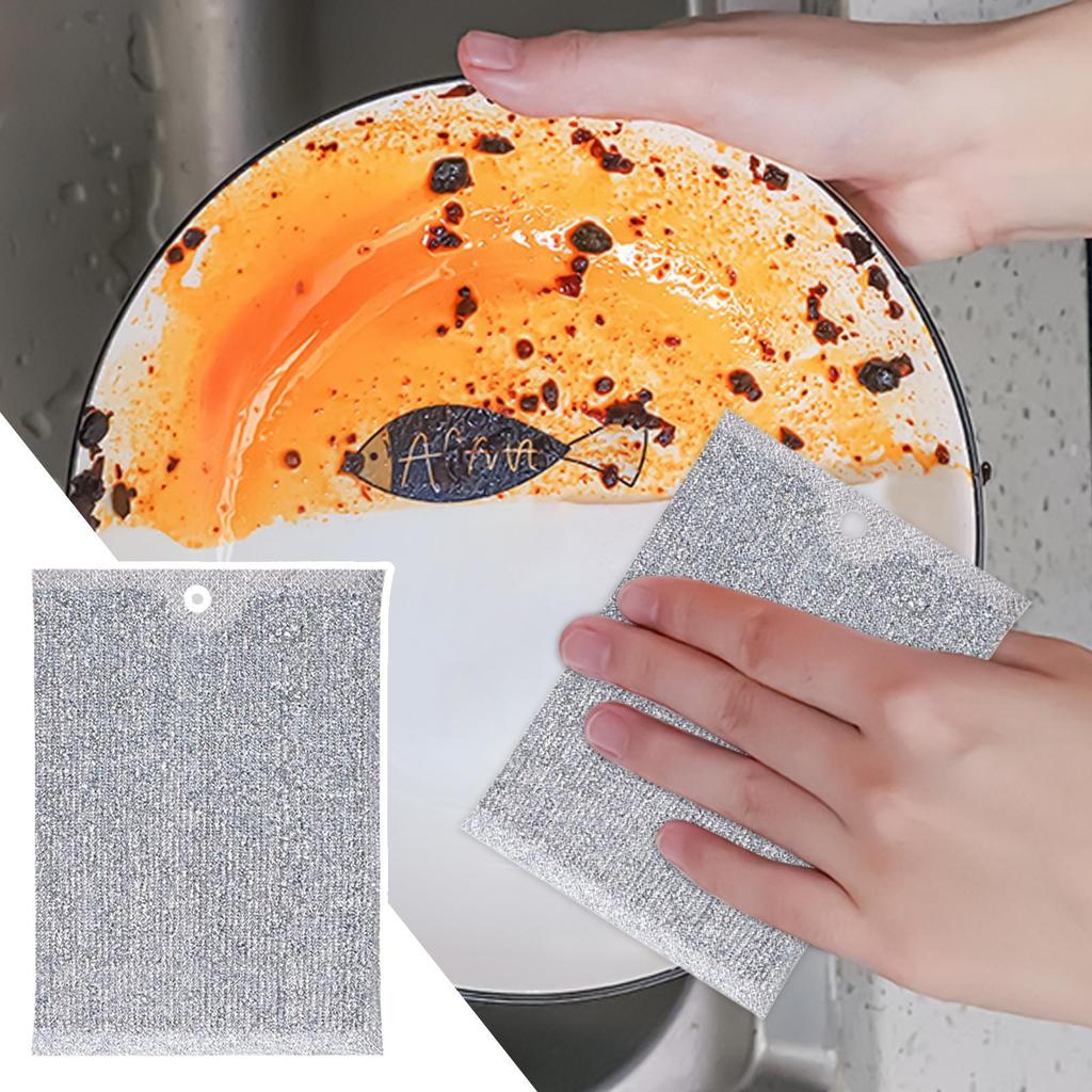Kratzfester Draht-Spüllappen 5 Stück Kratzfeste Draht-Spültücher Selbstentwässernd Reinigung Tragbare Wischtücher Pads Für Haushaltsreinigung