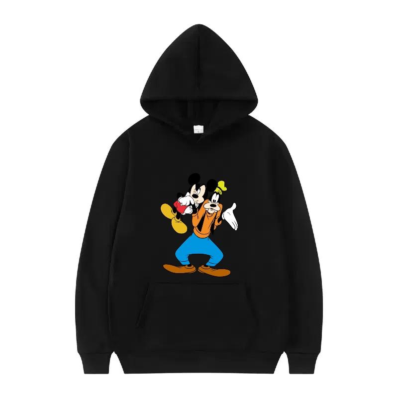 Disney Mickey Mouse Pattern Woman Streetwear Loose Black Winter Tops Clothes Pullovers Ladies Cheap Y2k Hoodies Men Sweatshirts