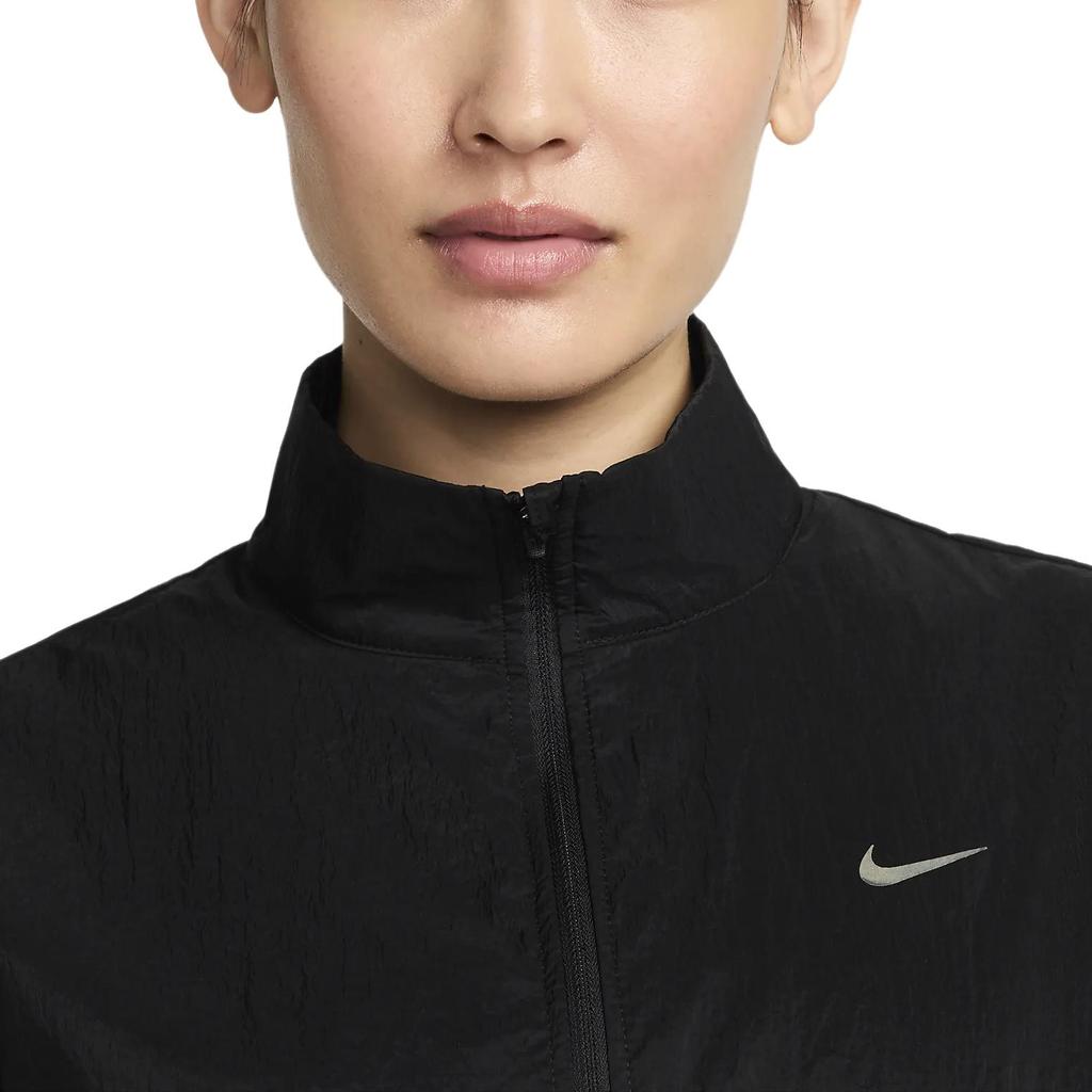 Nike Running Division Color Block Striped Stand Collar Zip Casual Long Sleeve Jacket Women jackets Black FN2720-010