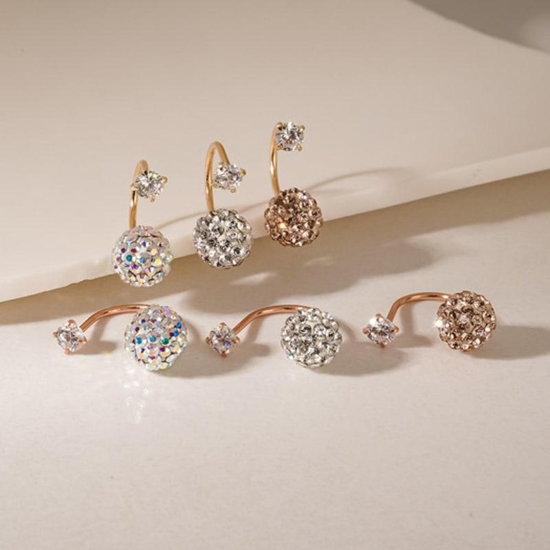 

JEWNEL 14K Color Cubic Mirror Ball Curved Piercing (6 colors) rose gold