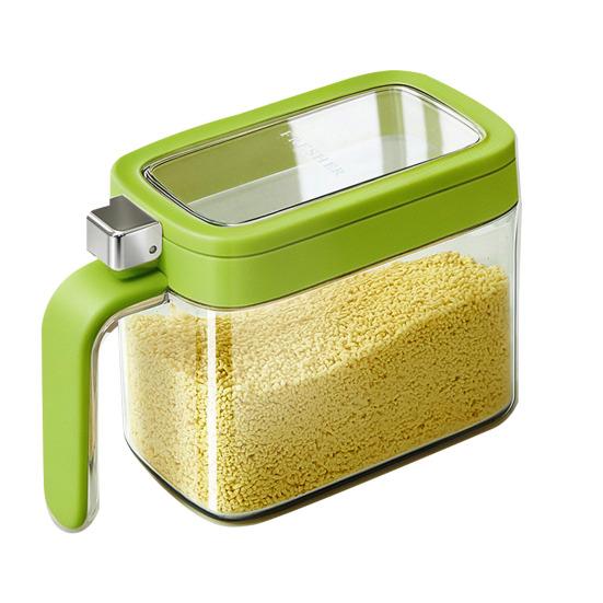 Spice Jars for Kitchen Clear Seasoning Containers with Flip Lid And Spoon зелёный