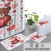 4pcs Valentine's Day Romantic Bear Printed Bathroom Set Waterproof Shower Curtain Floor Mat Toilet Mat U-Shaped Mat