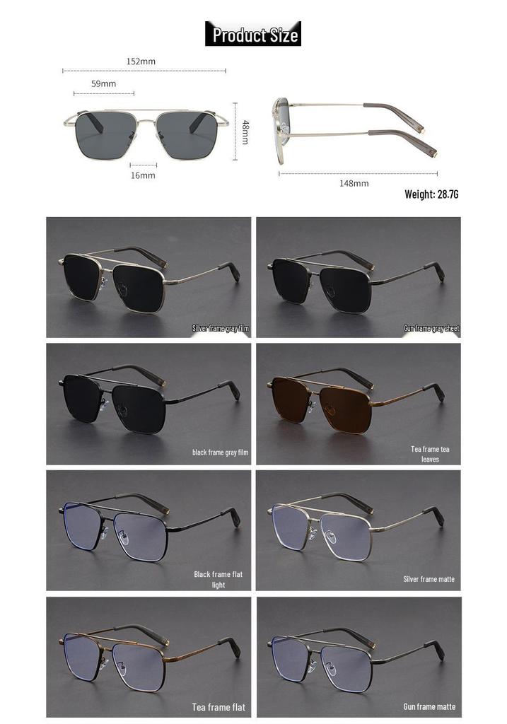 Retro Large Frame Double Bridge Sunglasses for Women with Myopia