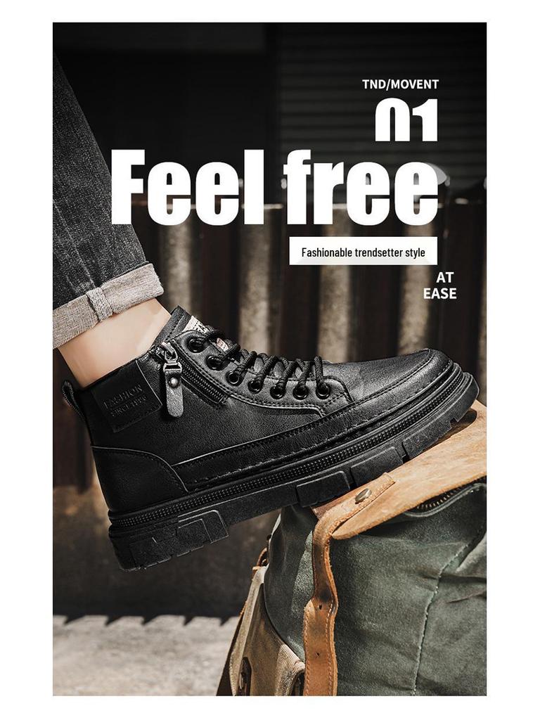 Men's High-Top Work Boots: Autumn Leather, Non-Slip, Wear-Resistant, Casual Short Boots