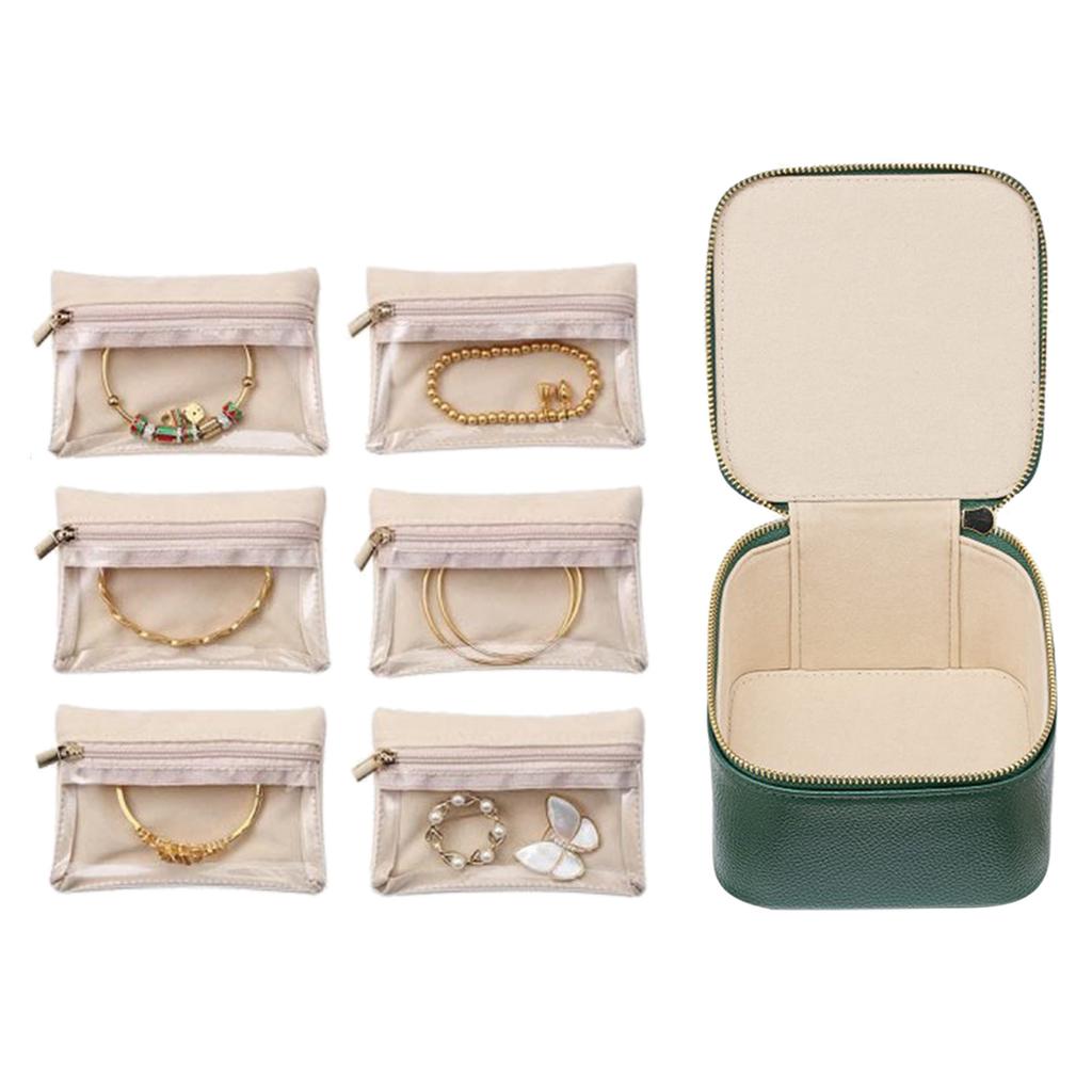Portable Jewelry Box with 6 Compartments Compact Jewellery Storage Case Jewelry Holder Stylish Valentines Day Gift