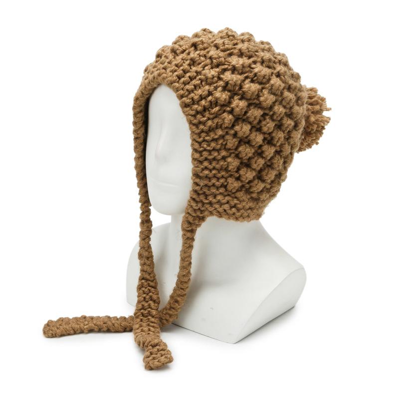 Autumn and Winter Hats for Women In Women's Cute Multi Color Ear Protection Wool Knitted Hat Outdoor Shopping Baotou Warm Cotton Hat