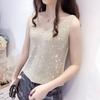 Summer Women's Ice Silk Diamond Camisole Women's Loose Short  Sleeveless V-neck Bottoming Shirt Tank Top