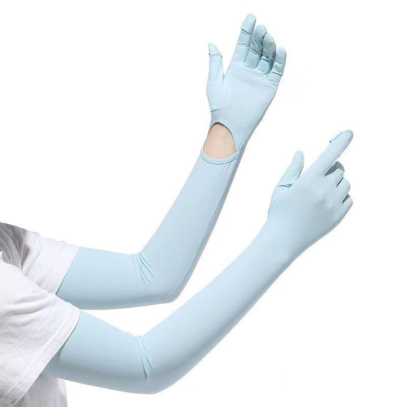 Summer Ice Silk Sun Protection Gloves, Breathable And Lightweight, UV Protection, Suitable For Driving, With Ice Sleeves