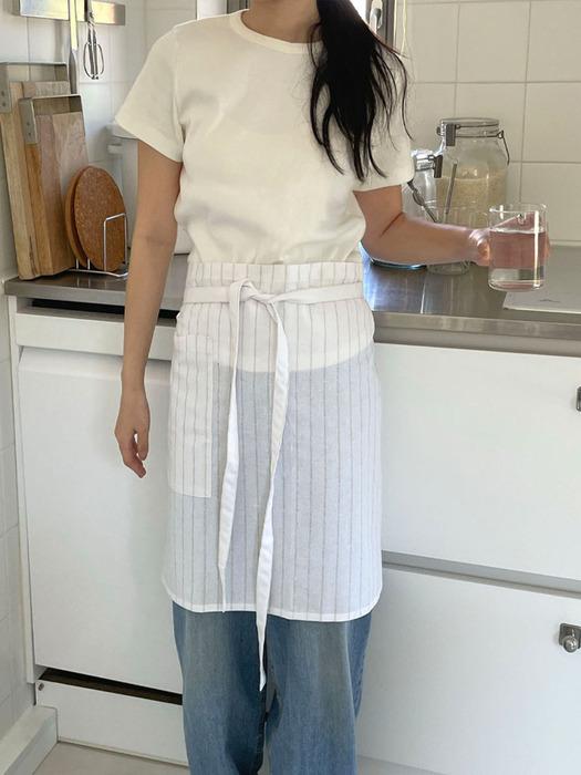 idee a shop Stripe half apron / White apron Navy