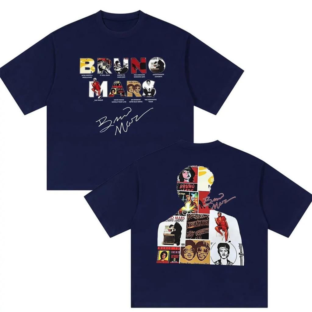 Rapper Bruno Mars The Romantic Tour 2026 Merch T Shirts Men's Vintage Fashion Oversized Cotton T-shirt Gothic Clothing Tee Shirt