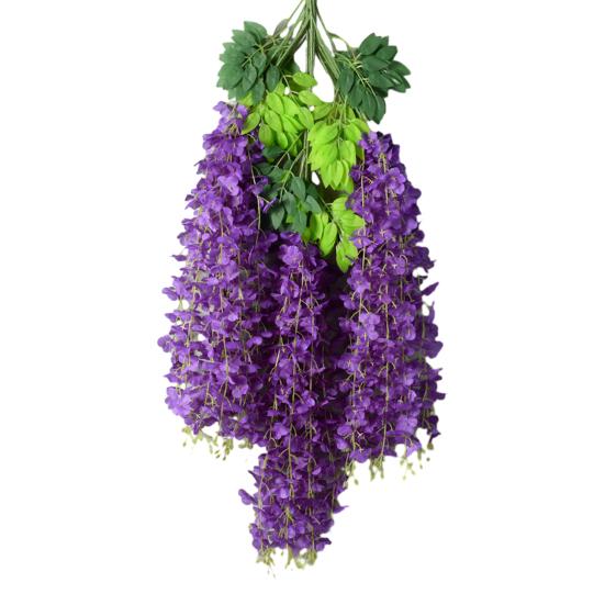 Artificial Wisteria Flower Hanging Garland Faux Silk Hanging Flower Strings Fake Wisteria Flower Vine for Wedding Garden Background Decor