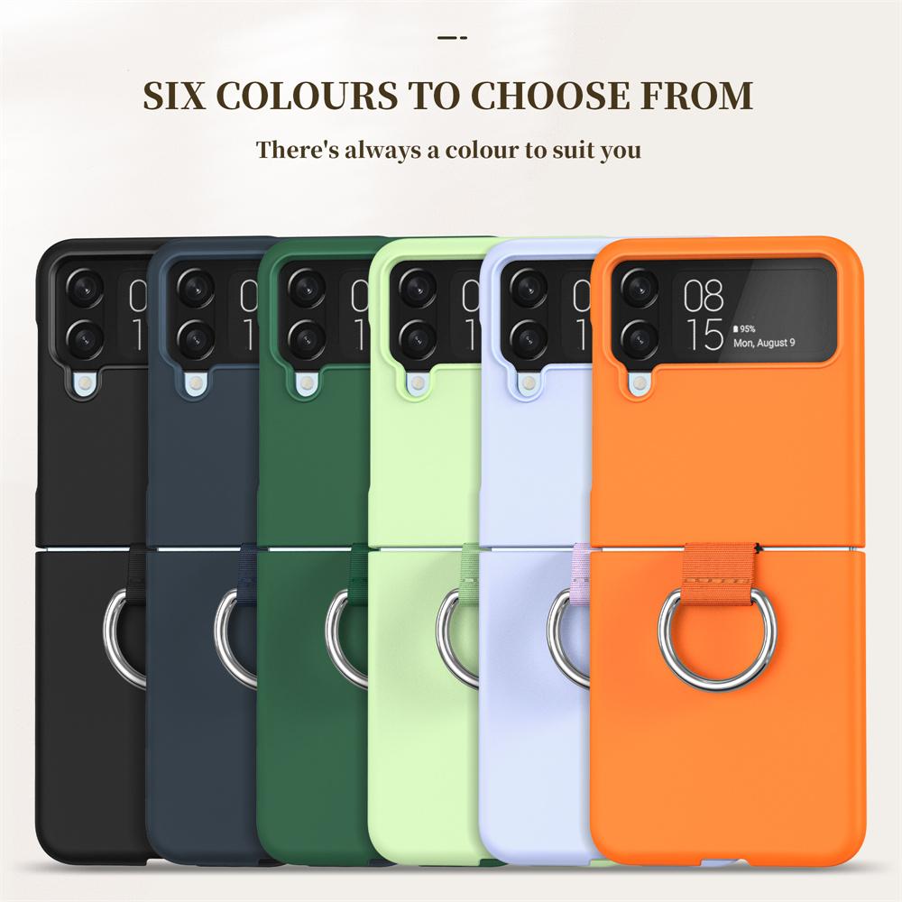 Luxury Matte PC Armor Finger Ring Grip Case For Samsung Galaxy ZFlip Z Flip 6 5 4 3 Zflip6  Zflip5 Zflip4 Zflip3 Candy Funda