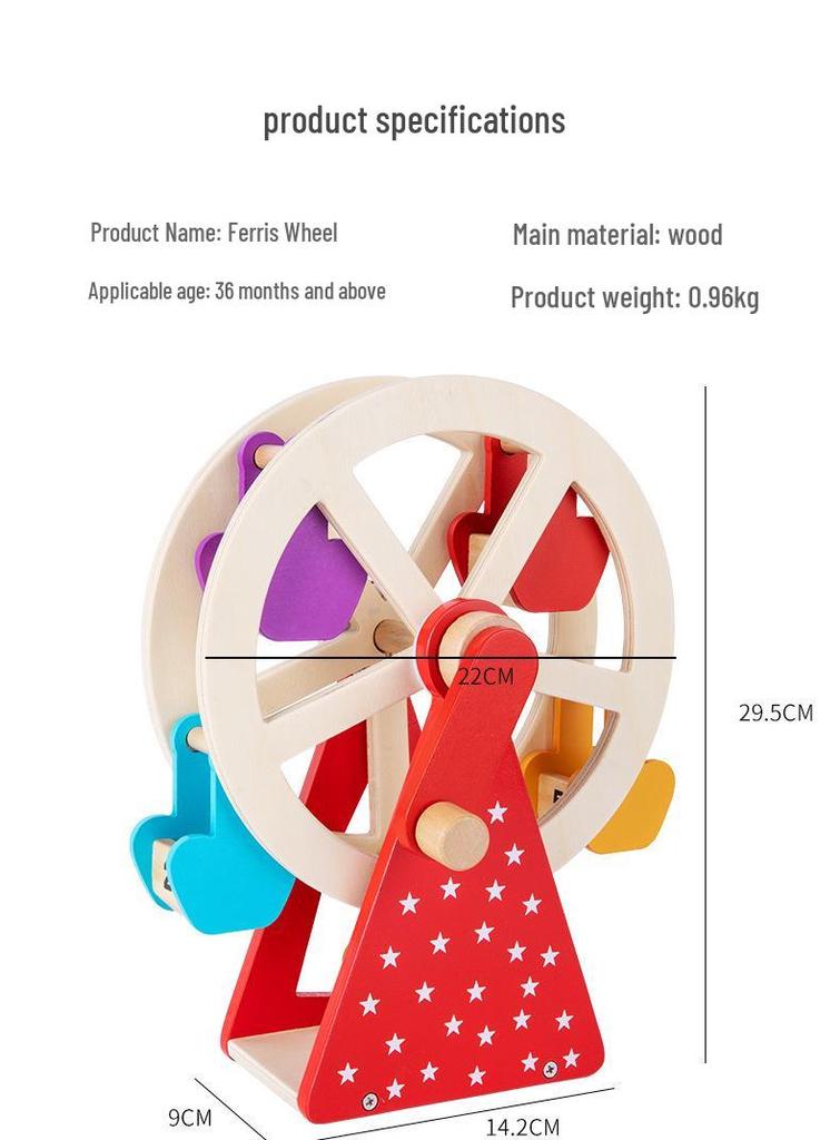 Wooden Animal Ferris Wheel: Hand-Cranked, Educational Toy for Toddler and Parent-Child Play