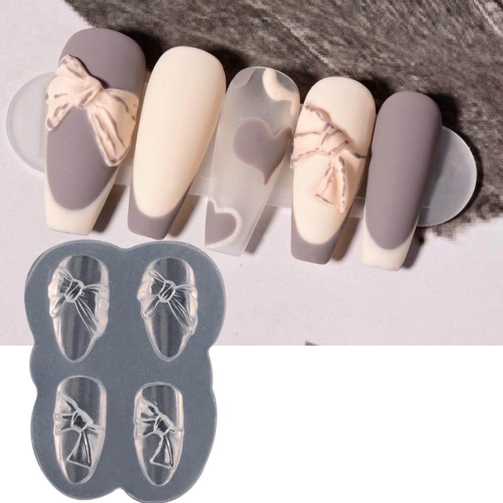 Bowknot Nail Carving Decor Heart Fingernail Love Ornament Stamping  Stencil