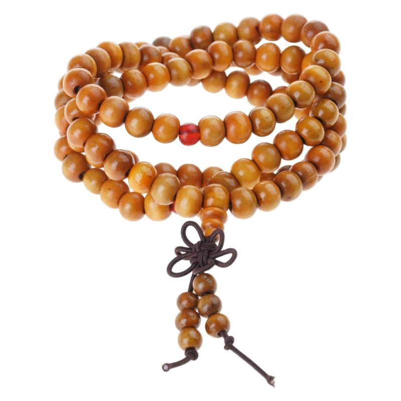 

Natural Wood Long Bead Bracelet Decoration for Adults Interested Yoga and Seek Inner Peaceful Suitable for Gifting жёлтый