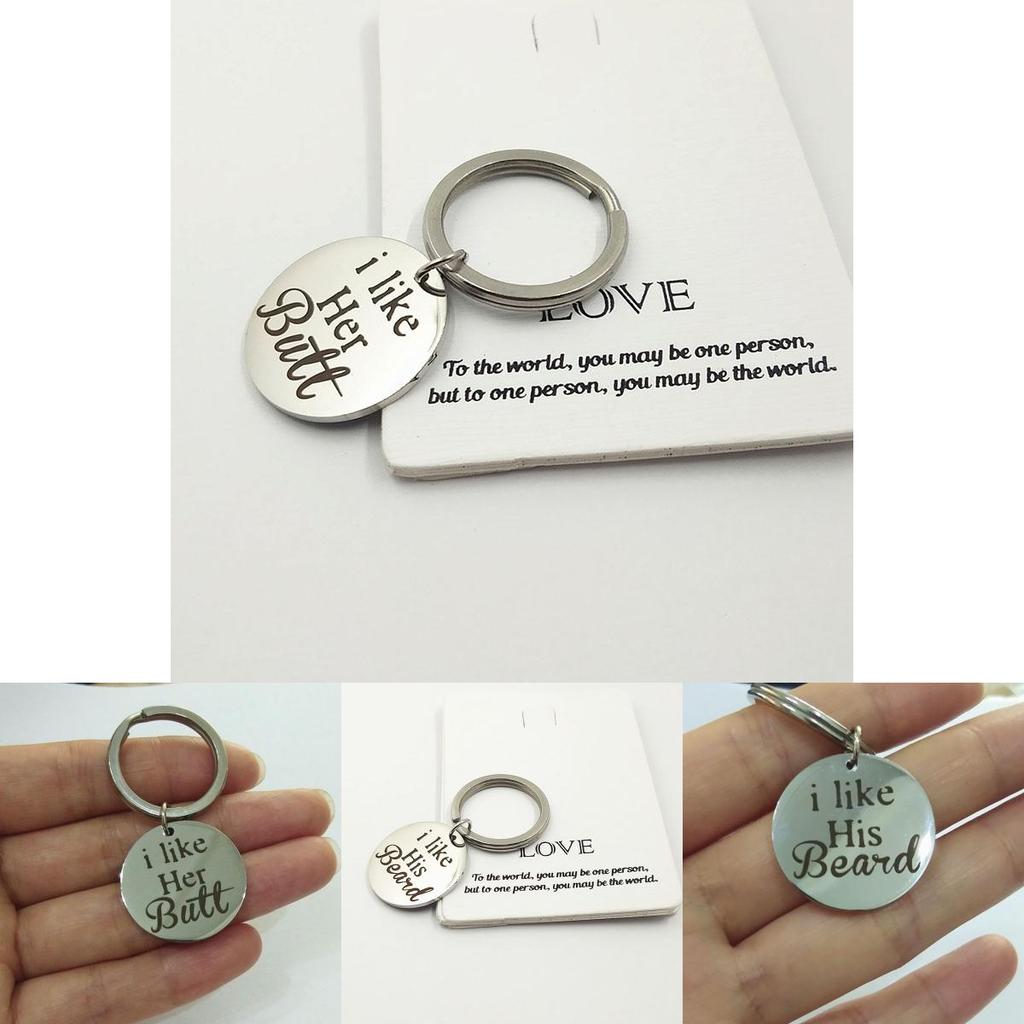 Stainless Steel Cute Couple Keychain Love Key Ring Gift For Boyfriend Girlfriend With Premium Quality Polished Finish