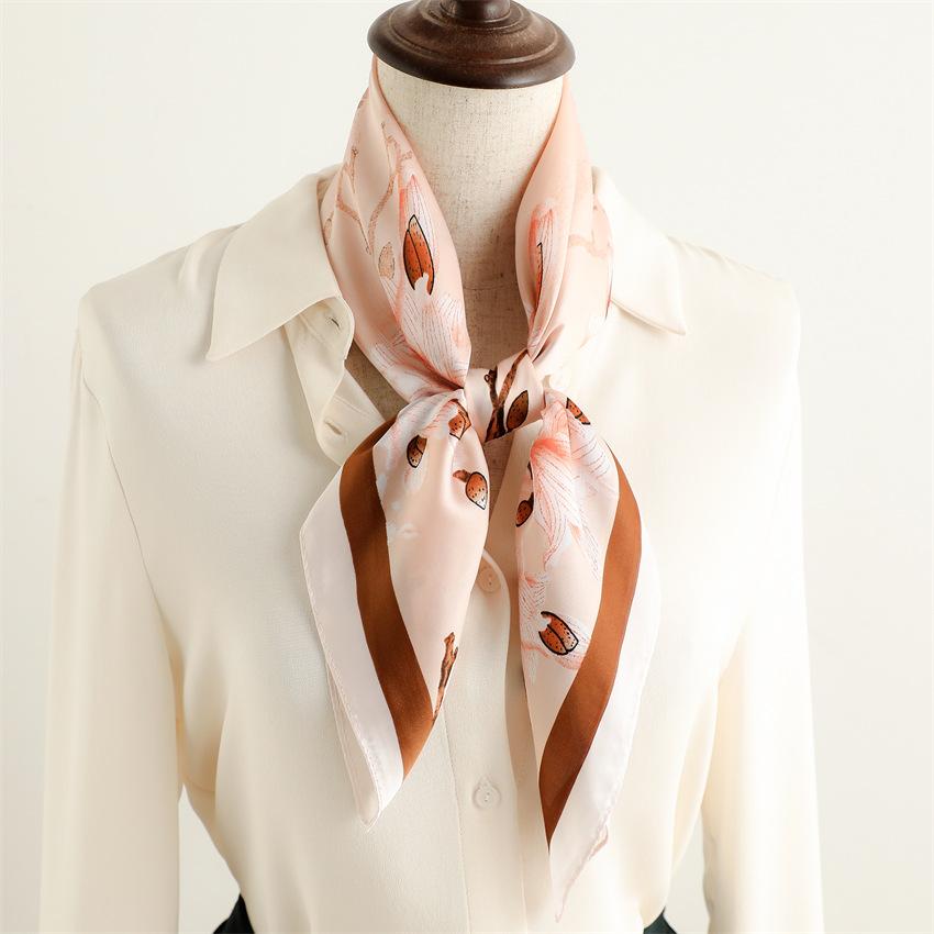 New Versatile Premium Magnolia Silk Scarf Sunscreen Shawl Fashion Scarf Simulation Silk 71cm Square Scarf Professional Scarf