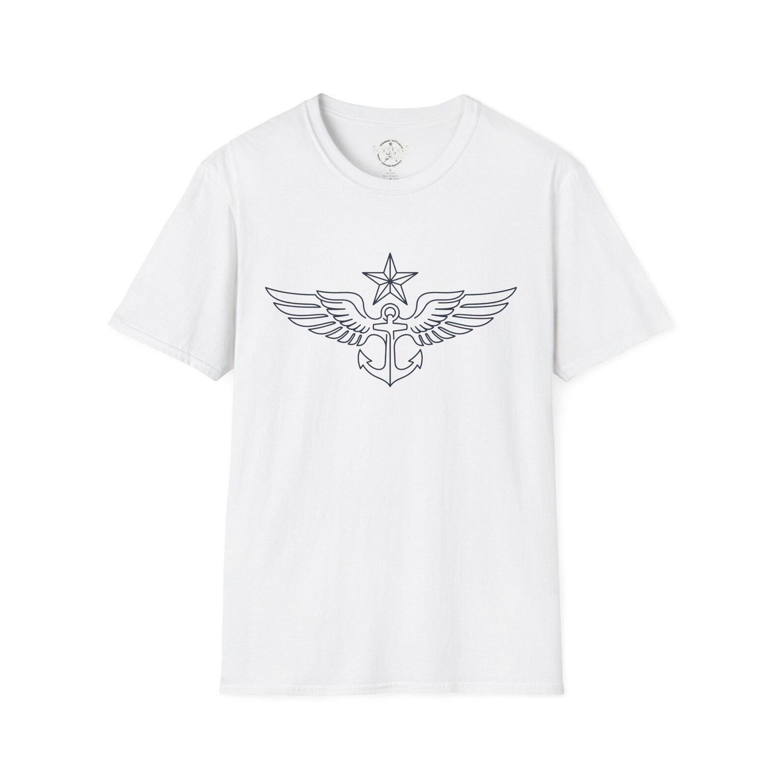 Winged Anchor Emblem T-Shirt Nautical Military Style XL