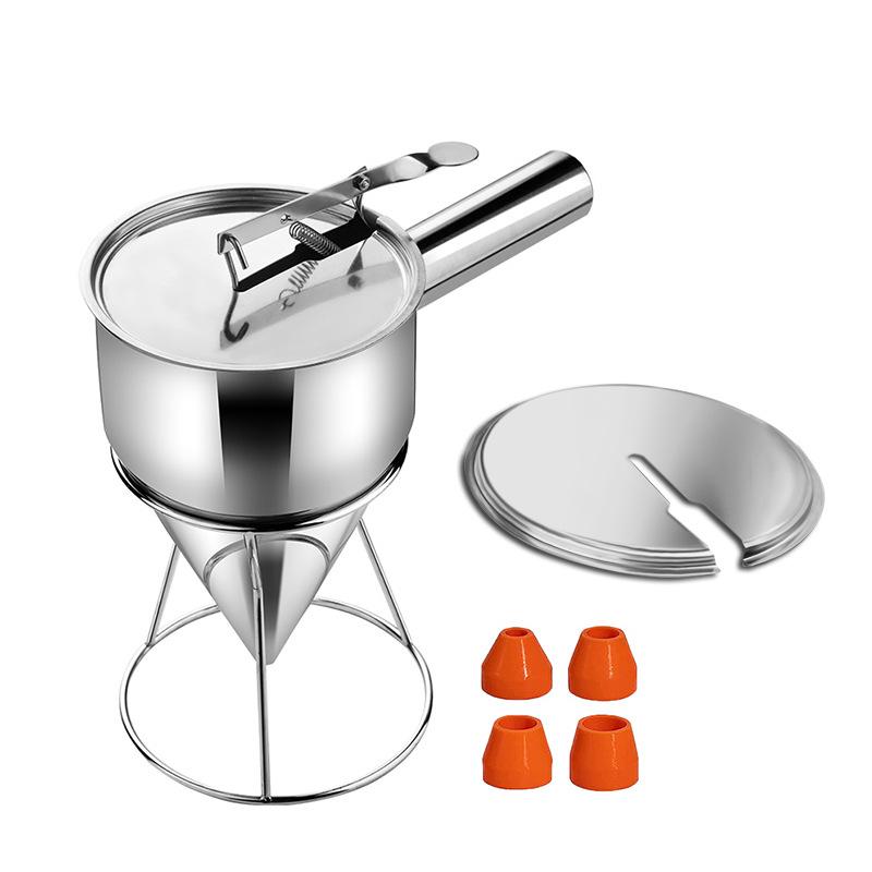 Stainless Batter Dispenser for Takoyaki Pancake Cupcake Waffle Muffin, 8/19mm Funnel Batter Dispenser with Lid&Stand Baking Tool