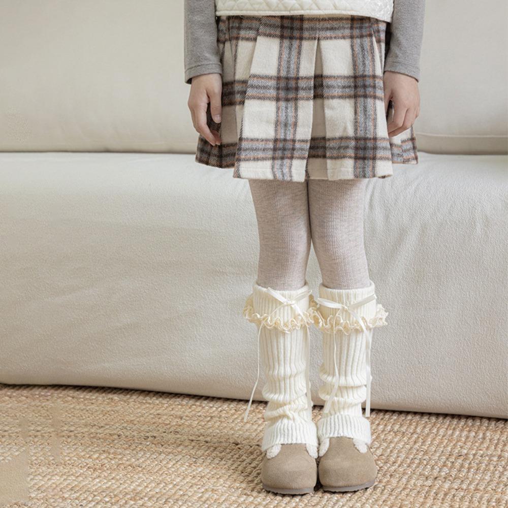 Bow Decor Leg Warmers Lace Trim Kids Leg Sleeves Casual Girls Sock Cuffs Girls Daily Wear