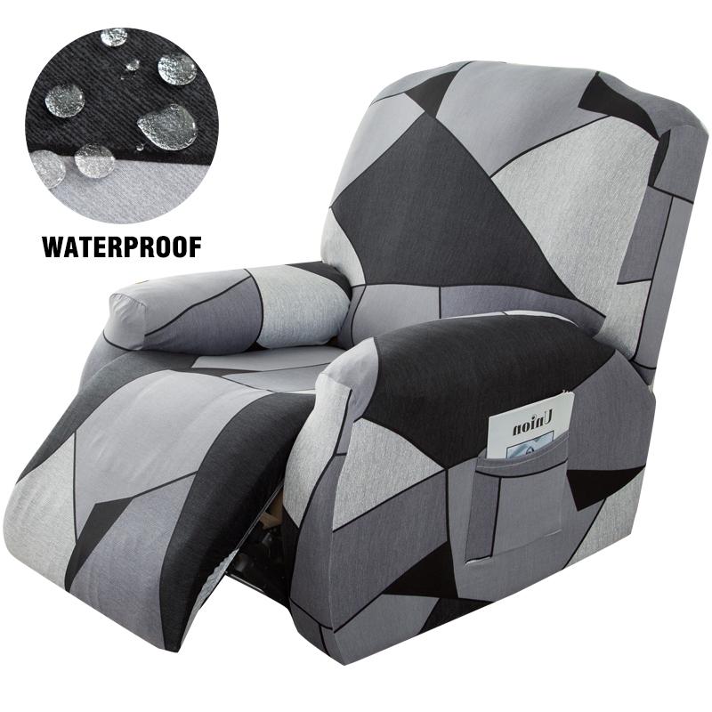 Water-Resistant Recliner Cover With Pockets Single Reclining Slipcover 4-Pieces Recliner Sofa Chair Cover Furniture Protector