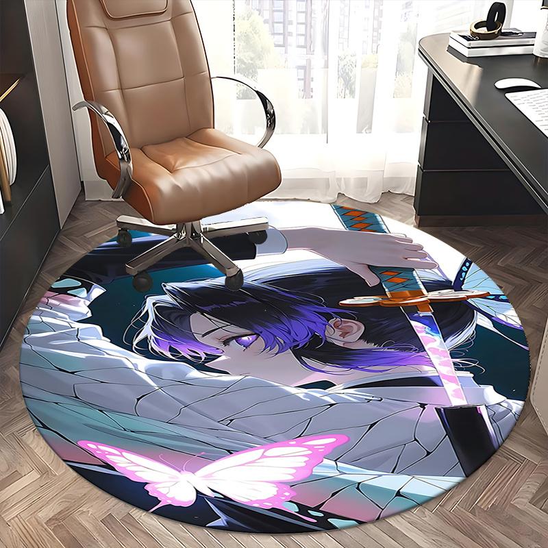 Anime Character Round Chair Mat - Decorative Rug for Home Office Living Room Bedroom Gift0425b