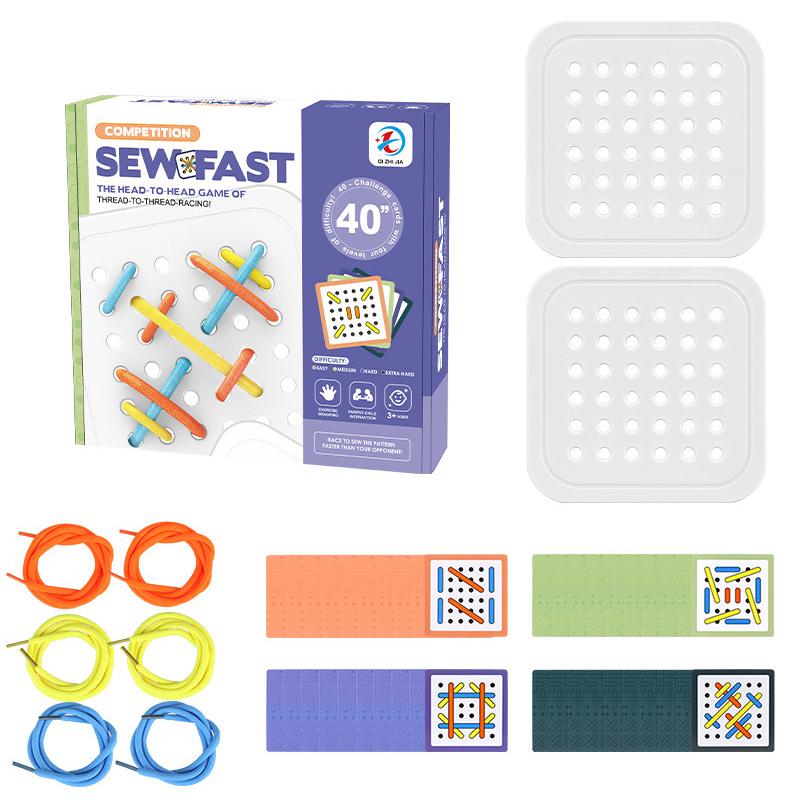 Kids Montessori Wooden Toys Rope Board Fine Motor Skill Training Puzzle Logical Thinking Social Games Early Education Aid