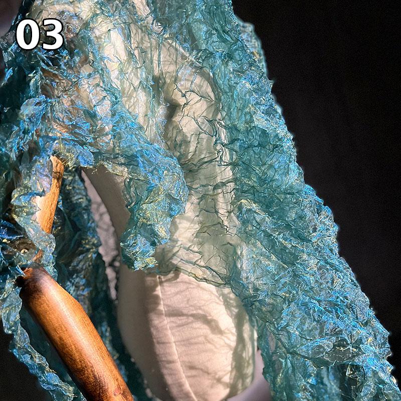 Organza s gradientním barevným přechodem, plisovaná, malý mačkaný vzhled, látka na oděvy, výloha, jevištní pozadí, svatební dekorace, designová látka