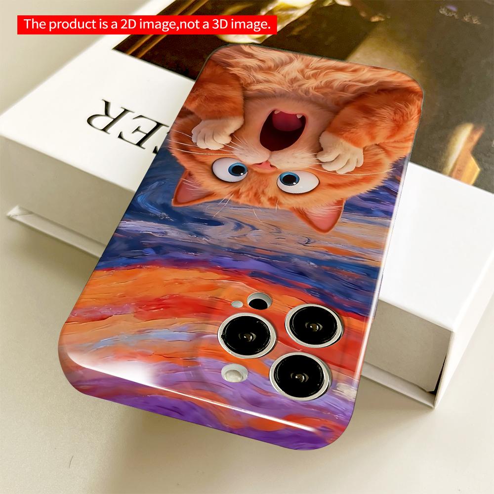 Ginger Cat Yawning Against Swirling Sky All inclusive film hard phone case, compatible with iPhone 18 Pro Max 17 16 15 14 13 12 11
