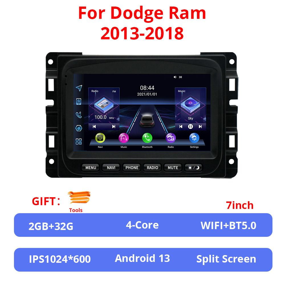 7 Inch Android 13 For Dodge Ram 2013-2018 No DVD Car Wireless Carplay & Android Auto With IPS Touch Screen 4G WIFI BT 5.0