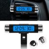 2 V 1 Elektronické auto hodiny Teploměr Časové hodinky Auto hodiny Svítící LCD digitální displej Doplňky pro styling palubní desky