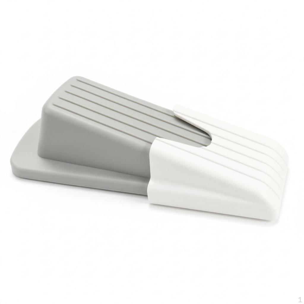 Rubber Door Stopper NonSlip Wedge Stop Ribbed Doorstop for Home, Office White