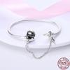 925 Sterling Silver Heart -Shaped Key And Lock Bracelet Fit Woman's Design Beads Charms Jewelry Bracelet For Women 